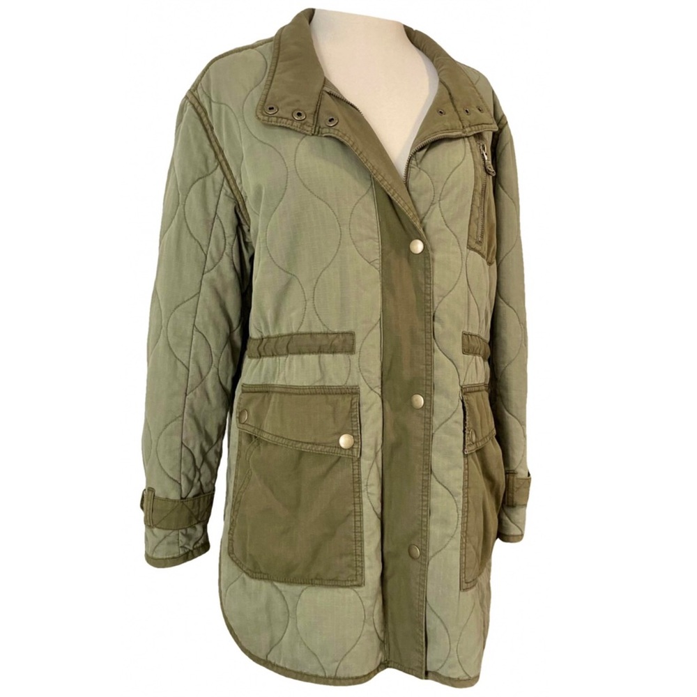Anthropologie Quilted Liner Jacket Green Utility Coat